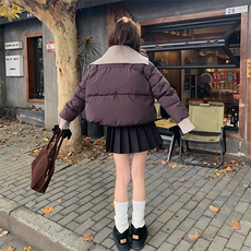新款现货主推针织领拼接50绒羽绒服9921-P235-K368，女装羽绒服，2C129