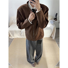 自家图~老钱风麂皮绒boxy版短款夹克外套W1539/特P65，男装夹克，电商B350