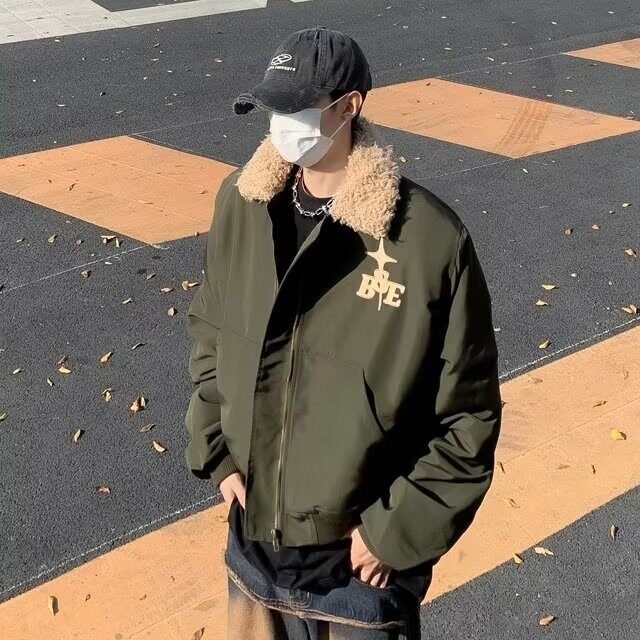 美式复古翻领时尚棉服男女冬季小牛津棉衣外套红棉袄潮MF206-P79,男装棉衣,星座412-3