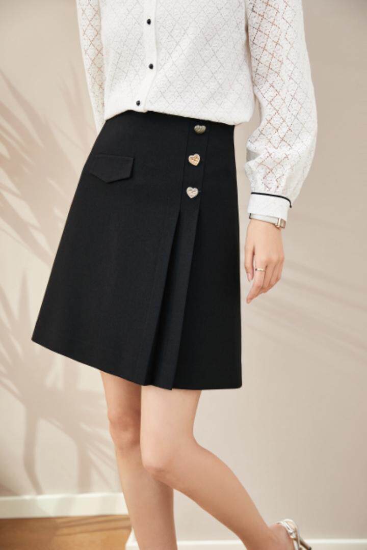 2021秋季新款AB面压褶半裙，女装半身裙，秋子丰色(3F)