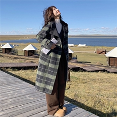 2025双面羊绒大衣格子长款70%羊毛RF2C290-6876#-P295-K438，女装羊绒大衣，2C290