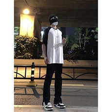 B221美式ins高街暗黑拉链小脚弹力破洞牛仔裤LK23060-P65控88，男装牛仔裤，电商B221