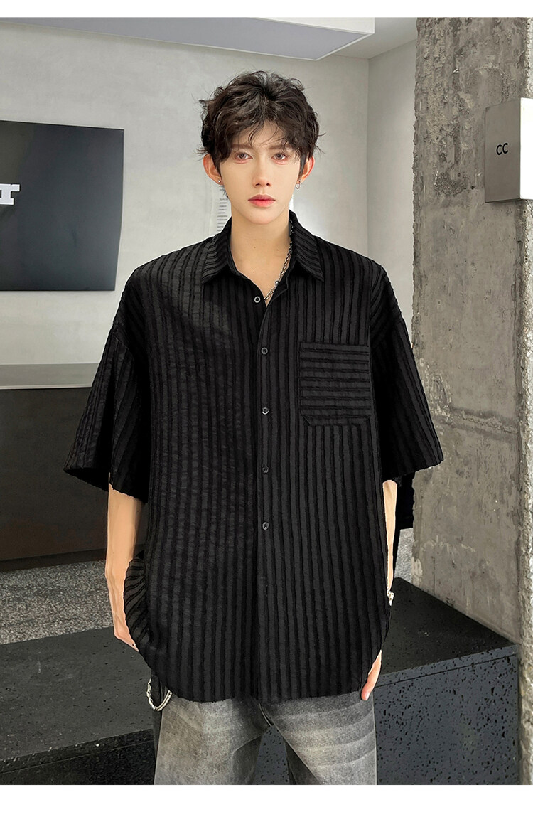 2026夏季清凉透风钩花老钱风衬衣中性百搭韩版衬衫C231-P45,男装衬衫,电商A170