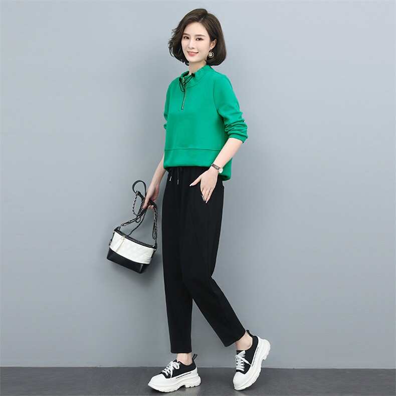 长期现货，运动套装女新款秋装休闲时尚春秋卫衣洋气减龄两件套,女装套装/套裙,涵誉