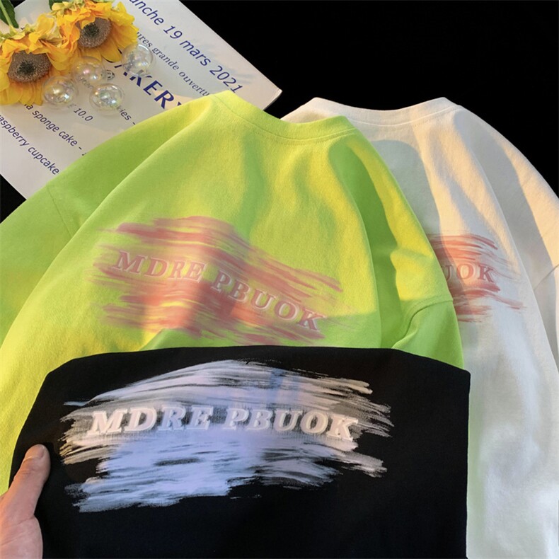 夏季印花港风打底短袖原宿B225-T1111-P28-X39-平铺，男装T恤，电商B225