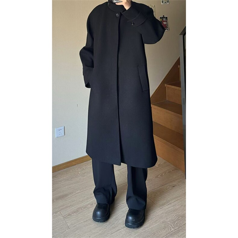 （有货加棉）ins原版加长款毛呢大衣韩版加厚风衣外套MY666批135,男装风衣,星座1004-6