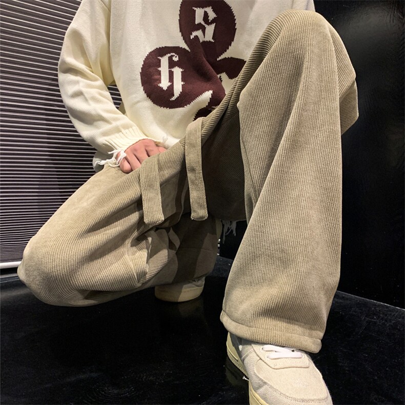 休闲裤重磅卫裤冬季男雪尼尔灯芯绒裤垂感阔腿裤K993P55加绒65,男装休闲裤,电商D315A