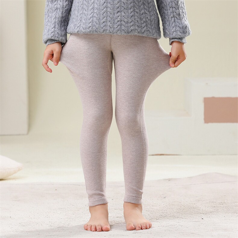 秋冬季半毛保暖贴身平面中厚款童裤打底裤男女,童装裤子,群鹿羊绒