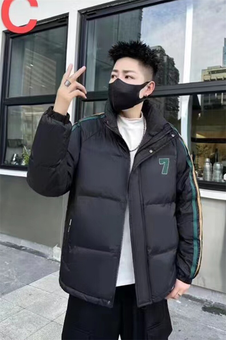 秋冬立领潮牌条纹羽绒服御寒轻薄保暖韩版青年防寒短款外套男装,男装羽绒服,钱塘6003（原4033）