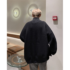 春秋冬季复古字母印花开衫毛衣男宽松立领针织情侣外套YE106-P60，男装针织衫/毛衣，星座302B