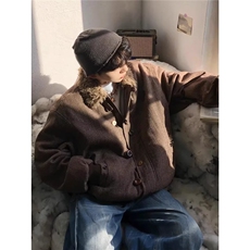 美式复古纽扣设计座山雕棉服男女加厚绒冬季情侣保暖棉衣外套，男装棉衣，星座506A