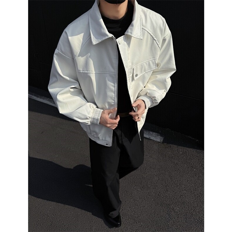 双面穿皮衣格子夹克外套机车服J2456-P85,男装夹克,星座1213