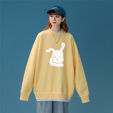 中性秋/冬新款小兔印花百搭保暖圆领假两件套头毛衣M216P65控88，男装针织衫/毛衣，A247A