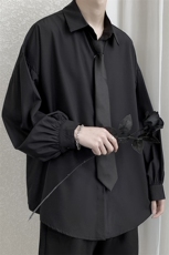 CS4001-P45送领带秋季新款长袖衬衫男士大码宽松休闲时尚潮M-5XL，男装衬衫，电商B280-1（原A049）