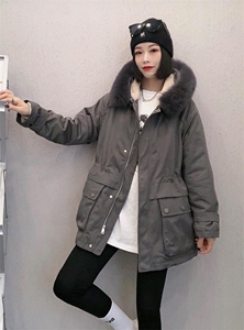 DG833欧货真狐狸毛领内胆仿獭兔毛时尚保暖派克服图片