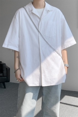 8XL-M亚麻短袖衬衫男夏薄款宽松休闲百搭大码半袖衬衣DC28002P50，男装衬衫，电商B312