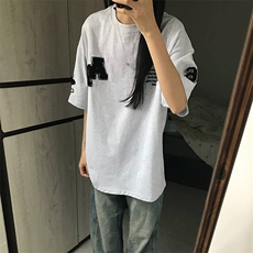 万针全刺绣工艺抖音得物高品质260克重磅纯棉双纱美式高街短袖T恤，男装T恤，电商A486