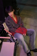小众渐变V领仿貂毛提花针织衫高级感毛衫外套MY277特P65，男装针织衫/毛衣，星座908-1