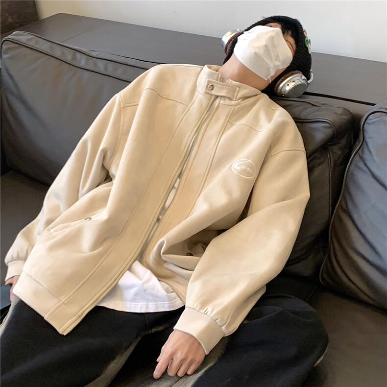 2026春秋潮流大码复古麂皮绒百搭美式夹克外套JK8669/特P58杏,男装夹克,电商A094