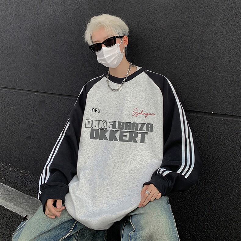 抖音得物供货提供视频秋冬重磅美式宽松织带圆领卫衣0739,男装卫衣,电商A486