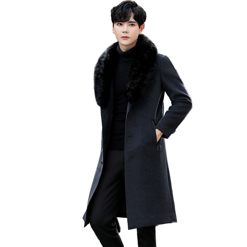2021毛呢大衣男中长款呢子外套纯色打毛领风衣学生外套控368P190,男装毛呢大衣,星座217-4