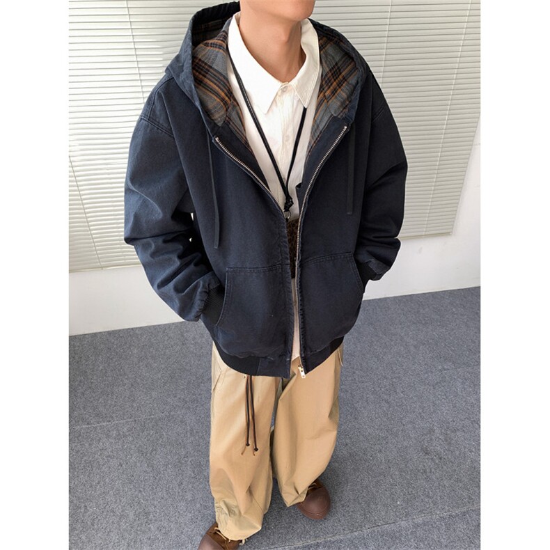 加绒牛仔棉服男冬季棉衣外套羊羔绒加厚毛领保暖外套MY1312-P148,男装棉衣,星座1103-3