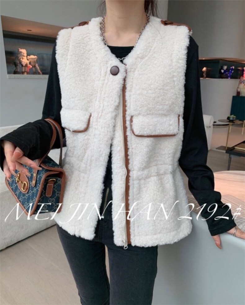 美巾涵5121收腰款皮毛一体马甲，女装马甲，美巾涵