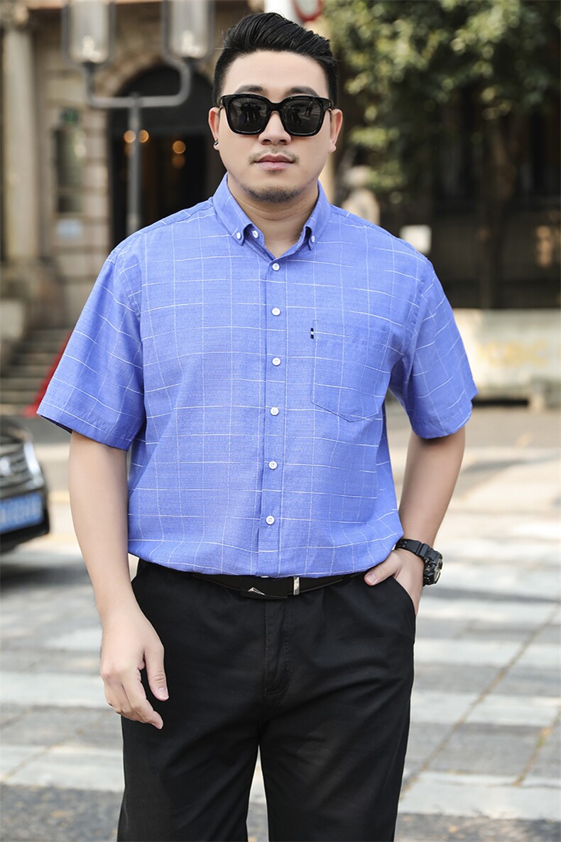格子衬衫男士宽松潮流帅气休闲半袖夏季短袖薄款百搭衬衣1407,男装衬衫,星座802