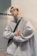 8XL-M特大码卫衣男纯色百搭条纹肌理立领拉链长袖T恤男WY08P55，男装T恤，电商D206-1