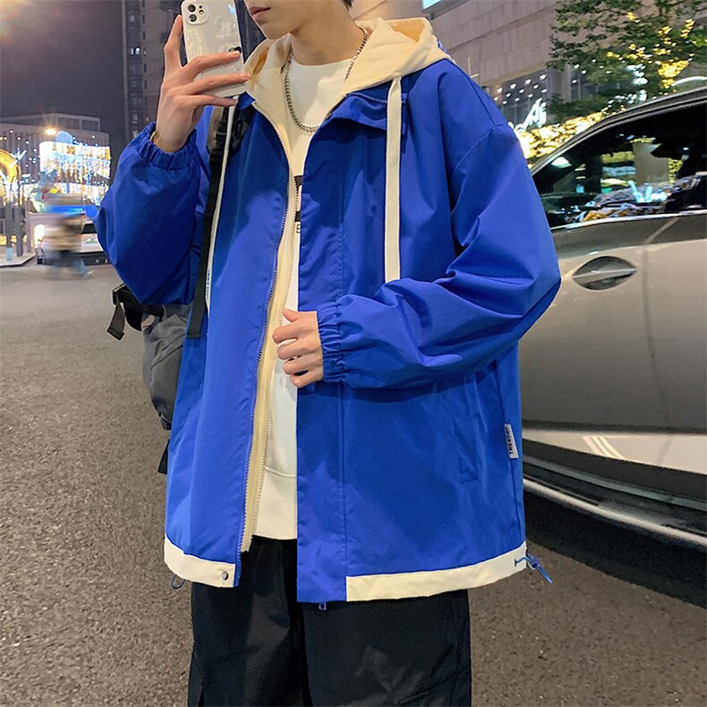 2024春季新款假两件连帽夹克潮流日系百搭撞色外套JK2362-P75图片