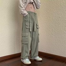 男秋季新款港风休闲裤多口袋工装裤男日系高街纯棉A733P43，男装休闲裤，星座1116-2