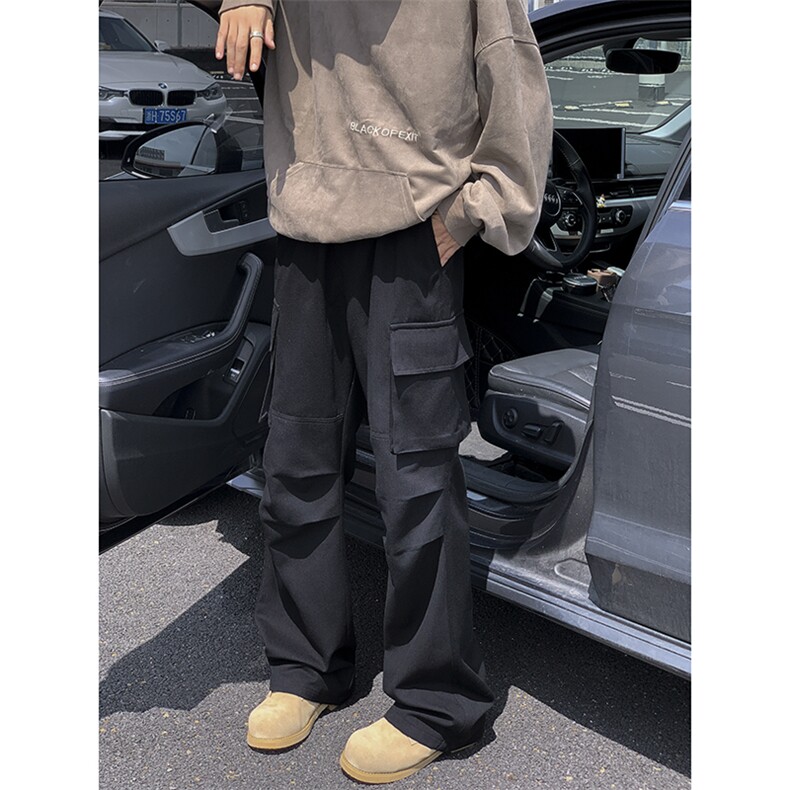 秋季美式拼接微喇褶皱工装裤XZ604-KG97-特P50控88,男装工装外套,星座604