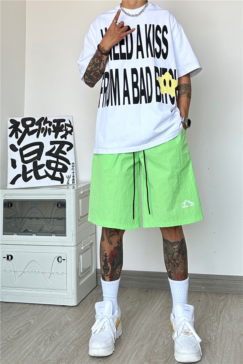 2023夏新款多巴胺宽松短裤百搭中裤B315-K23353-特p20控38无差价,男装休闲裤,电商B315