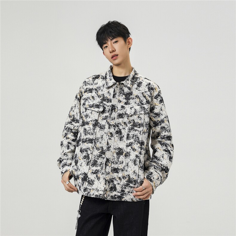可二开定制扎染雾霾小香风面料大码M-5XL夹克男JK78082P79控128图片