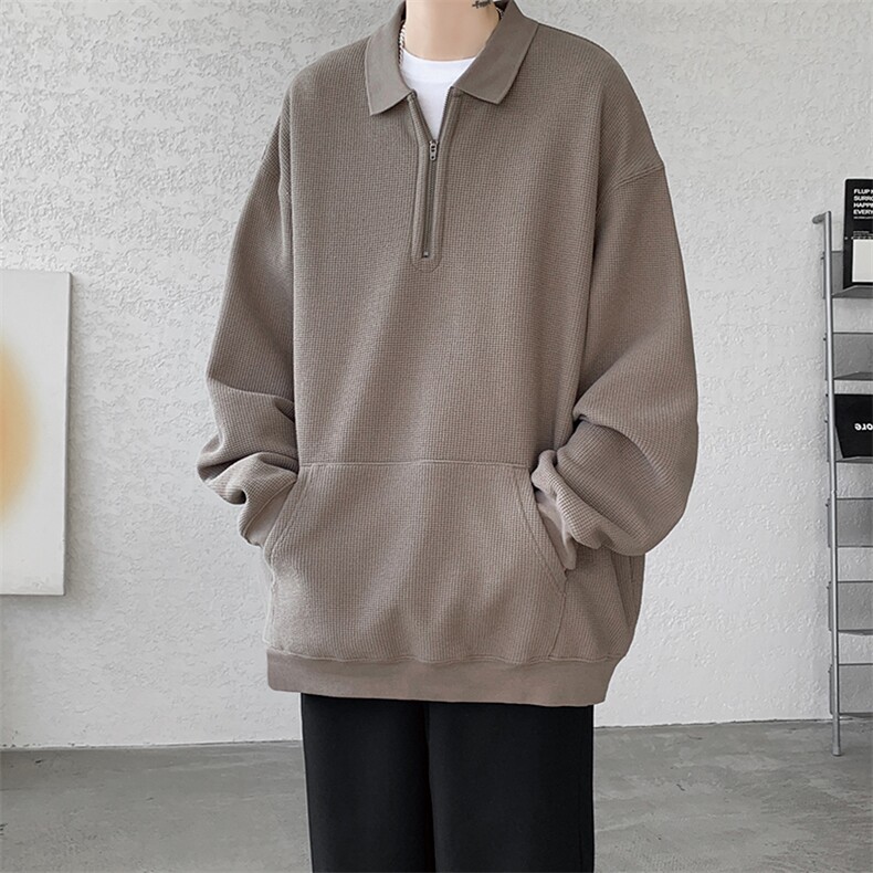 8XL-M半拉链卫衣男日系复古翻领休闲百搭外套大码上衣服WY003P50,男装卫衣,电商B312