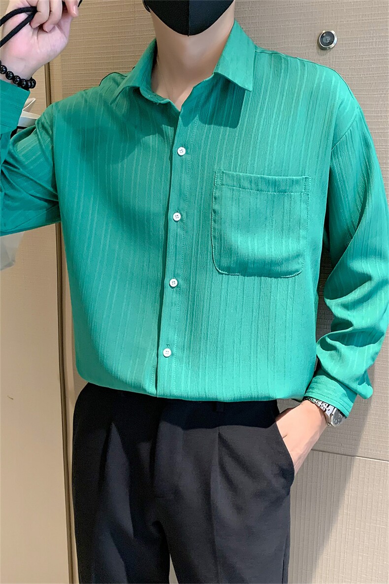 青少年春秋季休闲长袖衬衫男2025新款潮牌男士帅气衬衣C208-8890,男装衬衫,电商C208