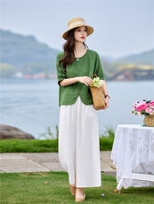 时尚洋气优雅套装女2026夏季新款复古气质宽松阔腿裤两件套，女装套装/套裙，魅影