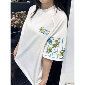 H0878-P35推荐全刺绣230克休闲宽松百搭短袖T恤图片