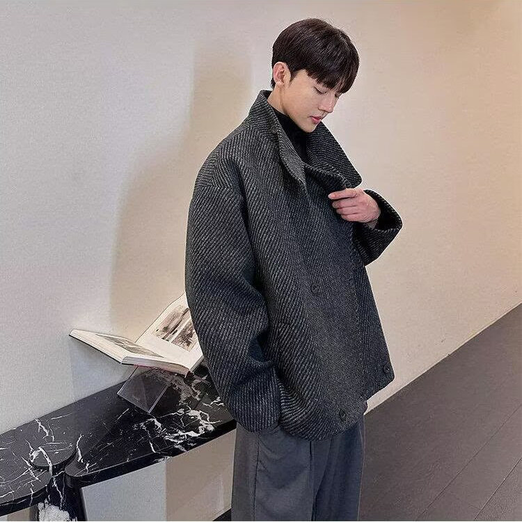 1506-1/MS3181/P82复古牛角扣毛呢外套男2025冬季短款大衣外套,女装短外套,星座1506-1