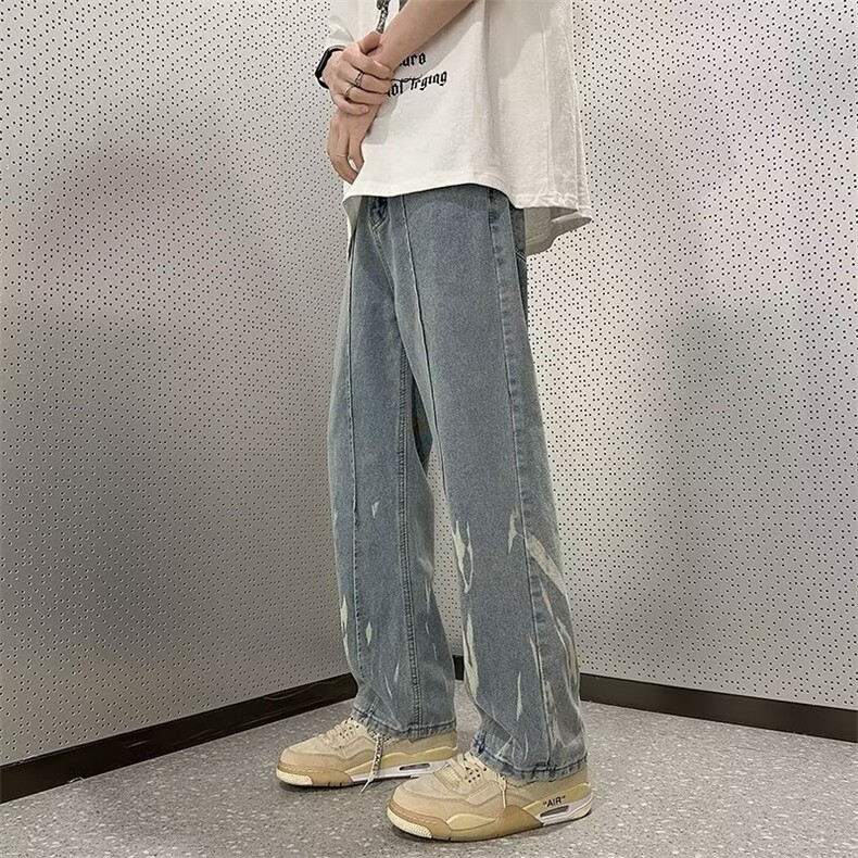 高街牛仔裤男韩版潮流染色2023秋夏季ins宽松百搭长裤RK912-P43,男装牛仔裤,星座412-3