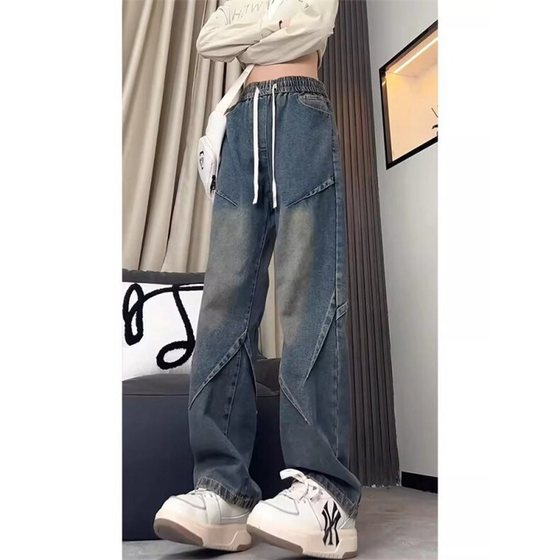 美式阔腿牛仔裤男款水洗怀旧复古直筒长裤子KF367常规P46加绒P52,男装牛仔裤,四季星座505