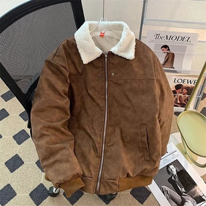 羊羔毛牛仔外套情侣款水洗加厚牛仔衣棉服加绒棉衣男女潮2920 P85图片