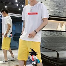 现货爆款悟空短袖套装五分裤6667套装，男装套装，星座308B-2