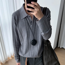 JY678-P53时尚POLO领针织衫新款毛衣上衣翻领宽松显瘦外穿毛衫，男装针织衫/毛衣，星座1501-3