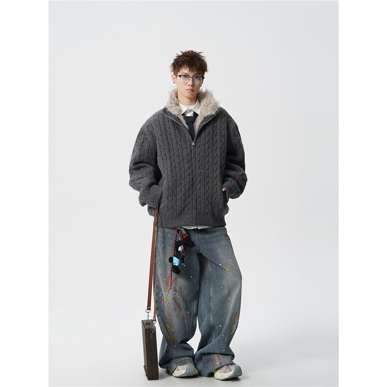 现货高品质可供得物座山雕立领针织毛衣外套310A-2ZSD2506P198,男装针织衫/毛衣,星座310A-2