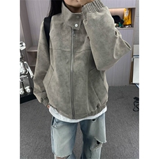 美式新款复古扎染PU皮立领皮衣夹克痞帅宽松百搭情侣外套JK071，男装夹克，星座516A