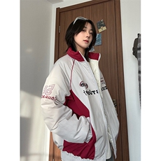 现货港风美式字母印花立领保暖棉服男女潮XZ213-MF08-P128控168，男装棉衣，星座213