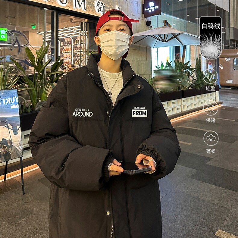 港风冬季新款立领白鸭绒羽绒服男潮宽松印花YR6192P195控258,男装羽绒服,电商A268A