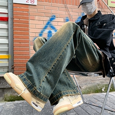 青春流行牛仔裤新款宽松直筒慵懒潮长裤男气质潮流，男装牛仔裤，星座716-2