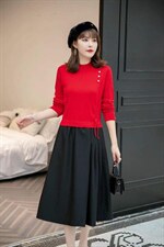 毛衣拼接连衣裙，两个颜色，三个尺码，女装针织衫/毛衣，依柏璐